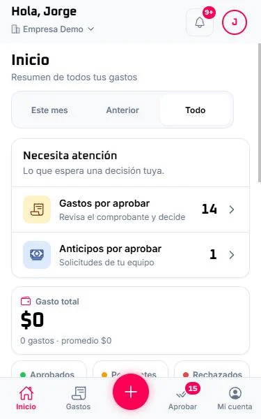 App de IndeXpense en el teléfono: inicio con lo que espera tu decisión